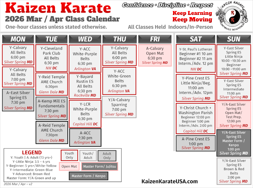 2026 March - April Schedule