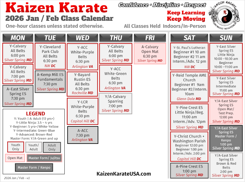 2026 January - February Schedule